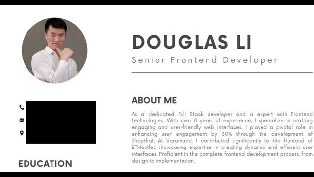 Douglas Li North Korean IT worker fake resume senior frontend developer