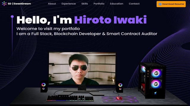 Hiroto Iwaki fake portfolio website Full Stack Blockchain Developer