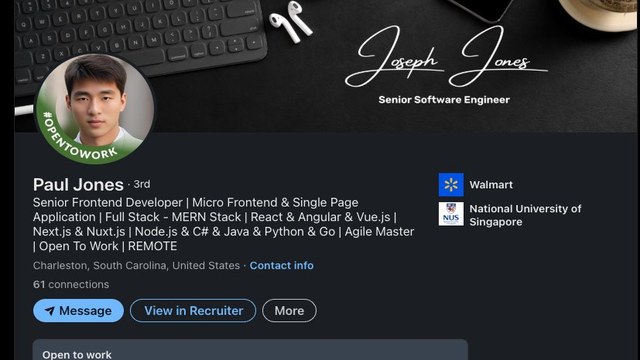 Paul Jones aka Joseph Jones aka Ryan Sims aka Ryan Sm North Korean IT worker multiple LinkedIn identities