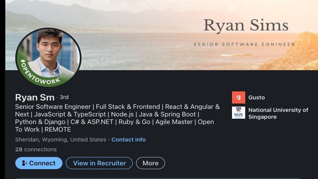 Ryan Sims fake DPRK LinkedIn profile claiming Wyoming