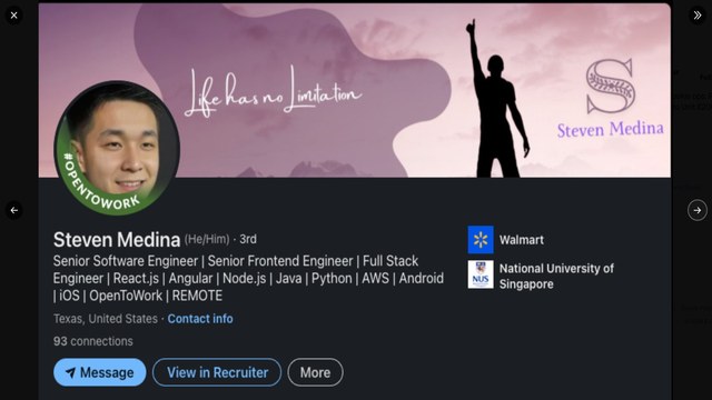 Steven Medina fake DPRK LinkedIn profile claiming Texas