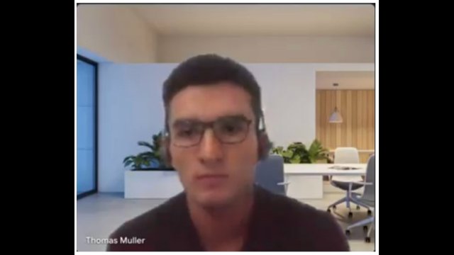 Thomas Muller deepfake filter video interview screenshot